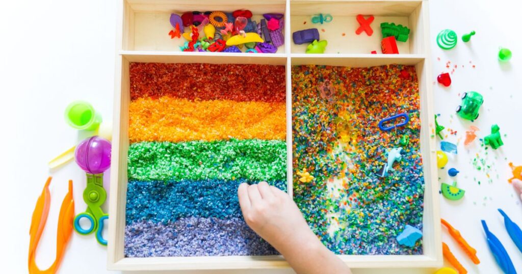 colorful sensory bin image